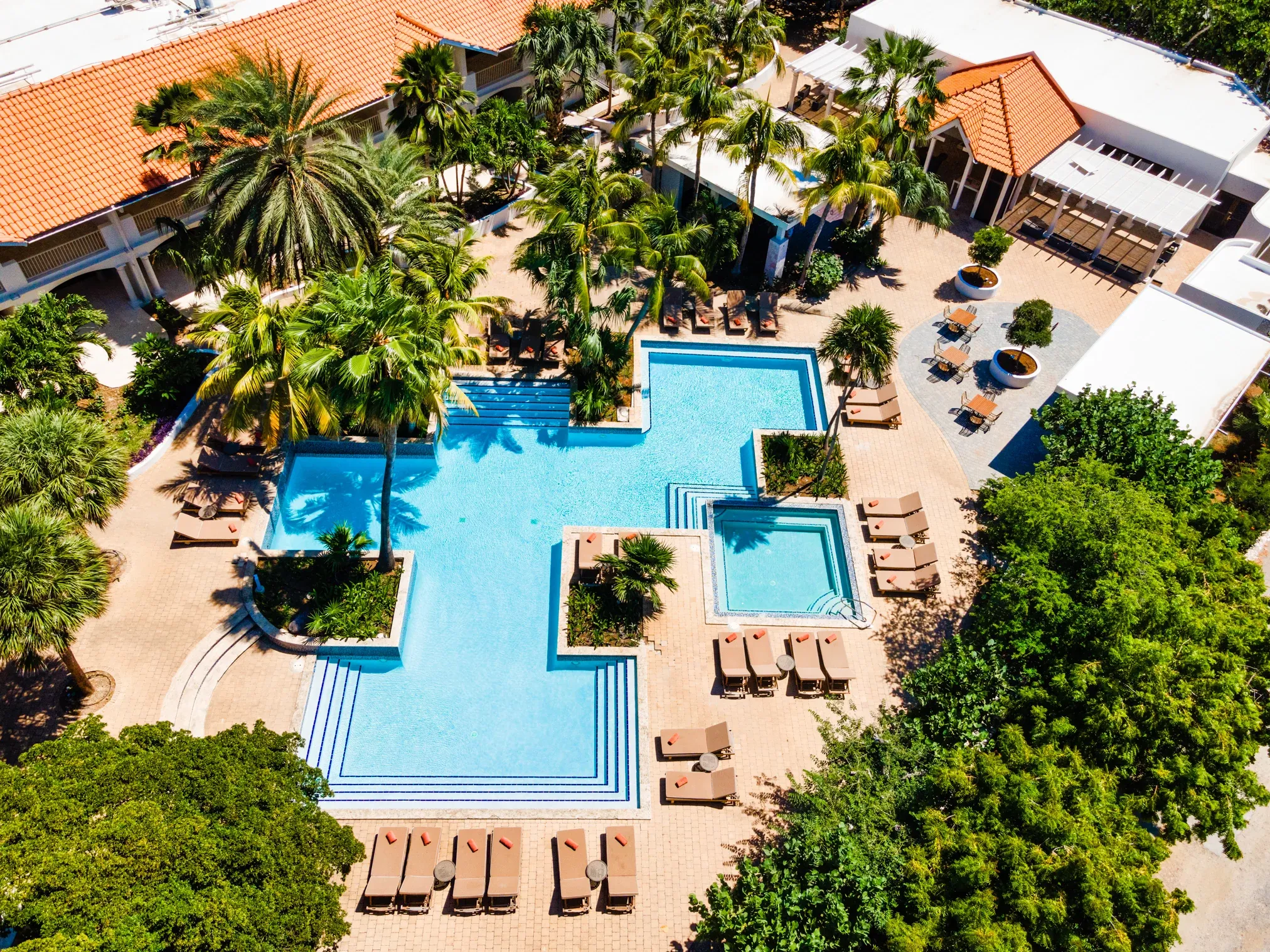 The pool at Zoëtry Curaçao Resort & Spa from above