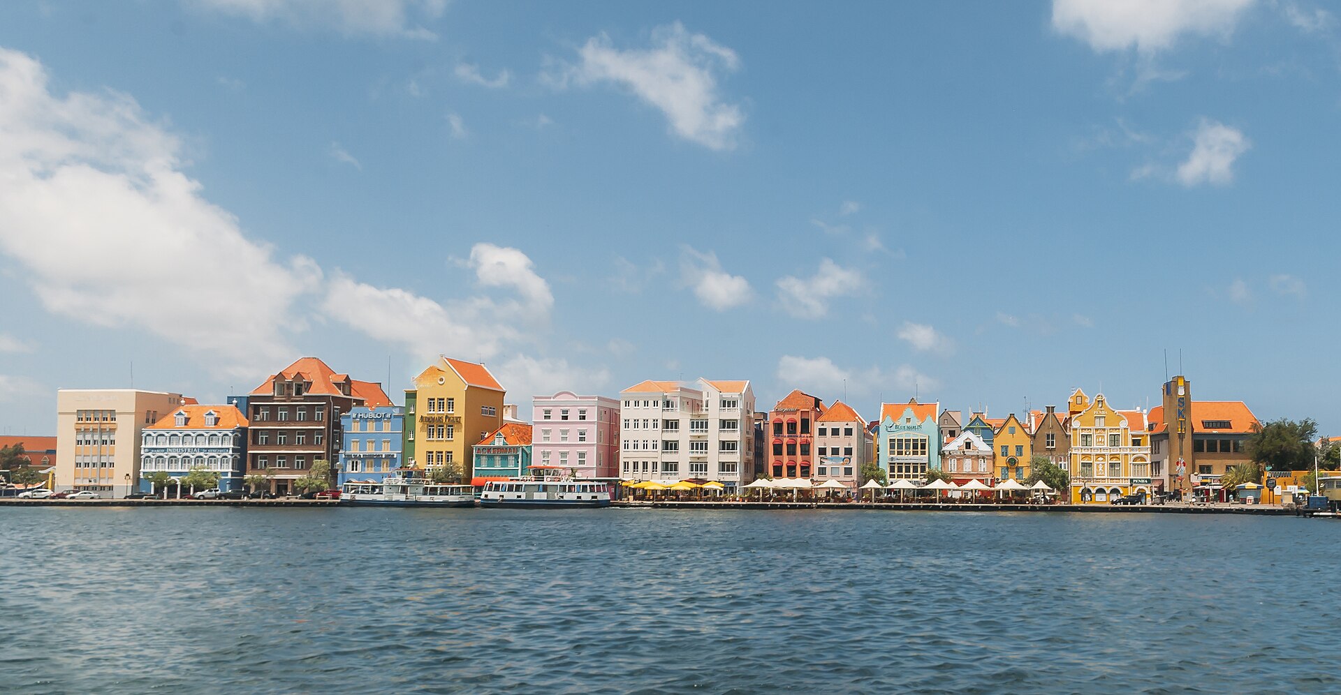 The Handelskade waterfront in Punda, Willemstad