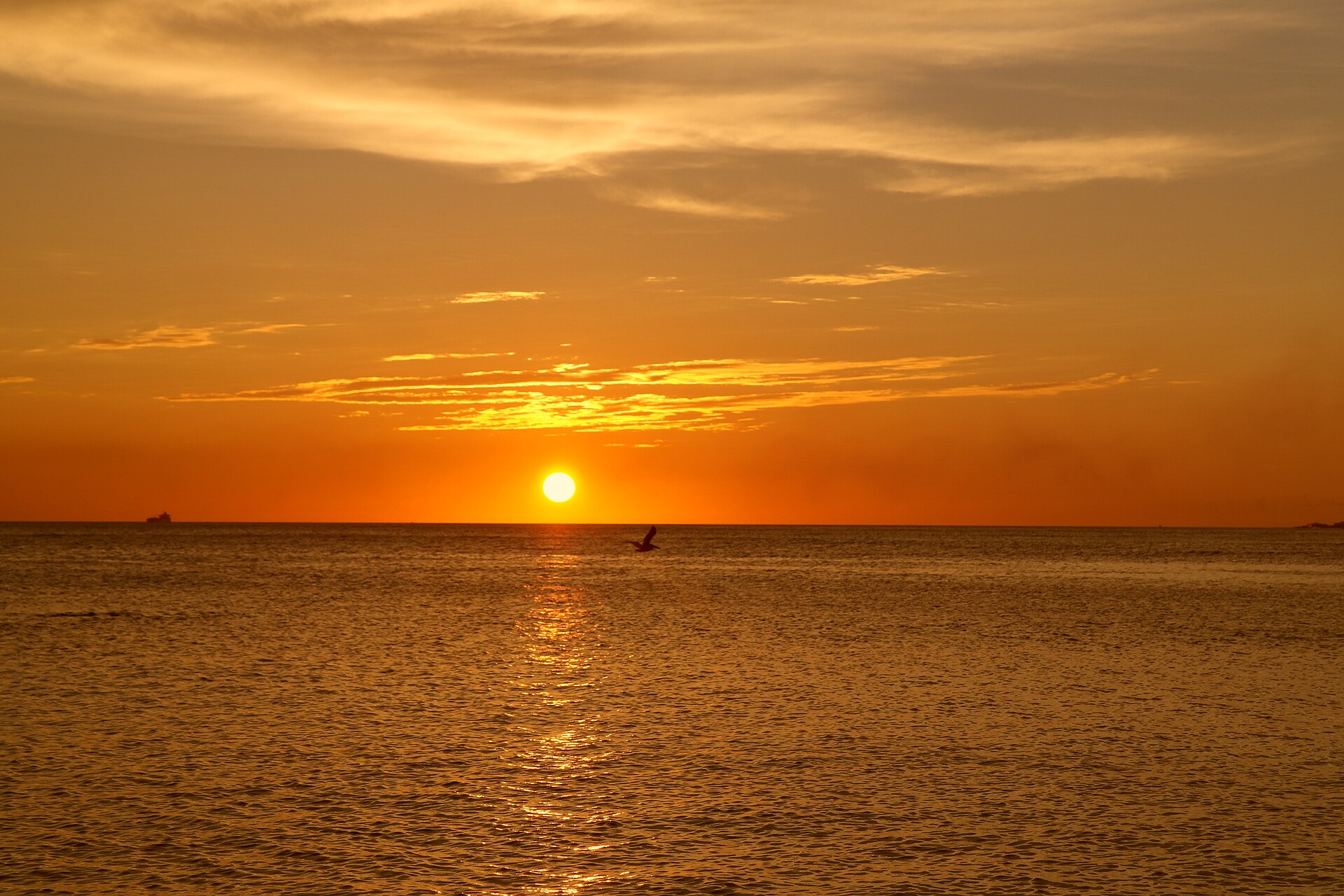Sunset over the sea from Jan Thiel Bay, Curaçao